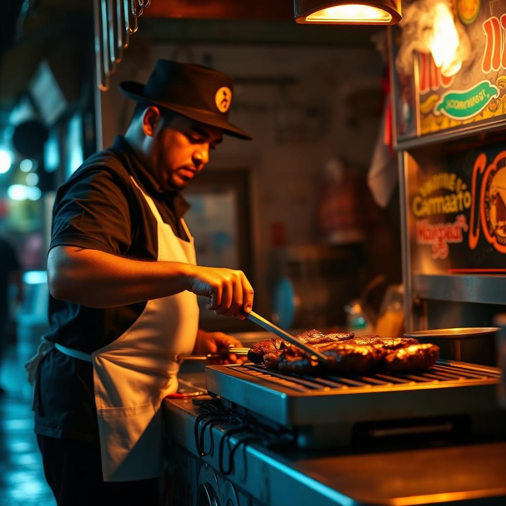 Chef cooking tacos at Jerry's Tacos